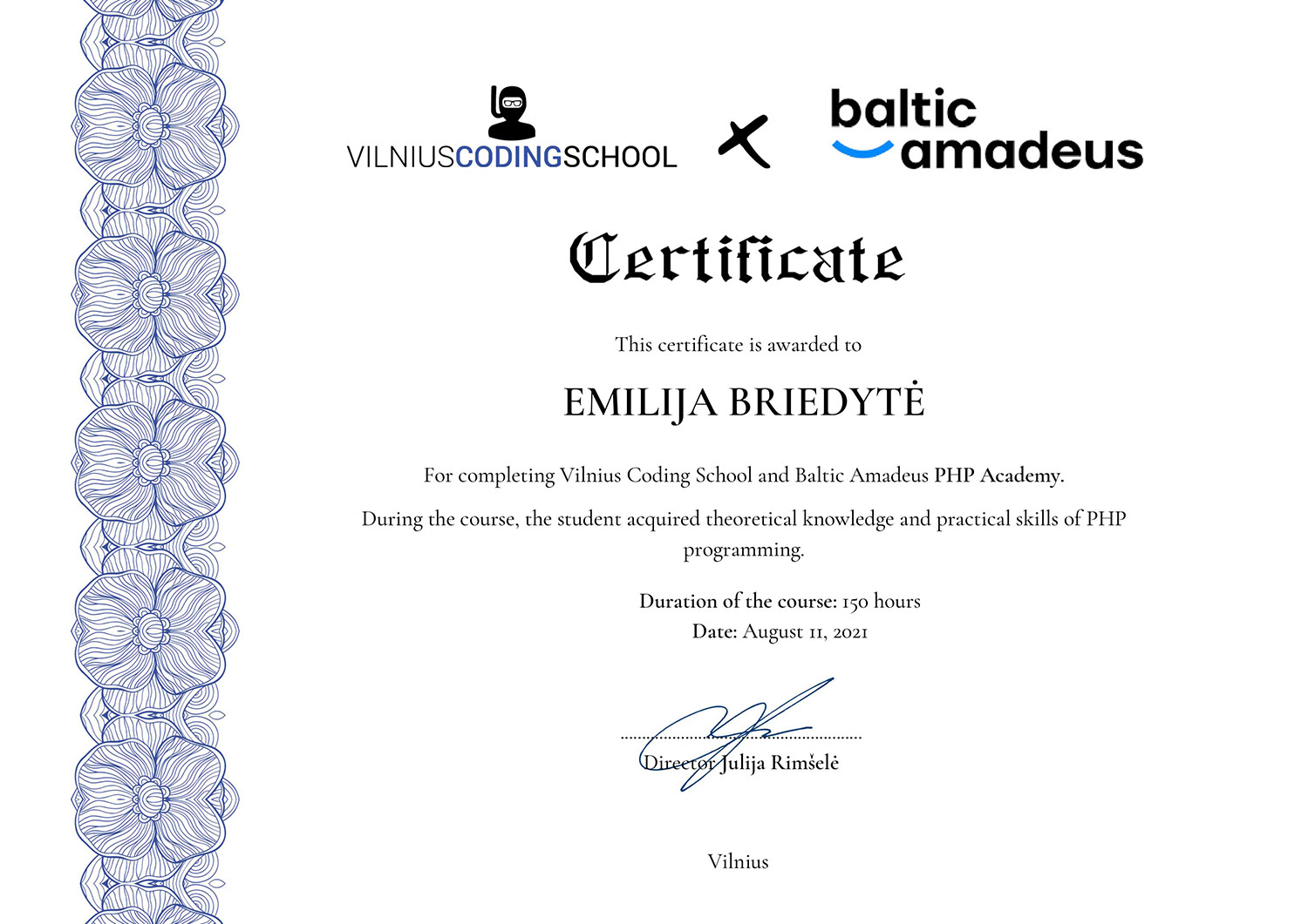 Certificate